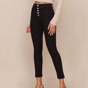Reformation Jeans High & Skinny Black Button Fly Pants